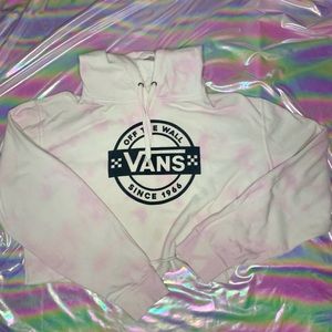 Cropped pastel pink & white tie dye Vans pullover